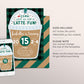 Coffee Birthday Invitation Editable Template, Latte Fun Invite, Cafe Frappe Digital Evite, Coffee Themed Party Unisex, Instant Download