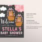Bear Balloons GIRL Welcome Sign Editable Template, Teddy Bear Hot Air Balloon Baby Shower Sign, Welcome Sprinkle Poster Signage Decorations