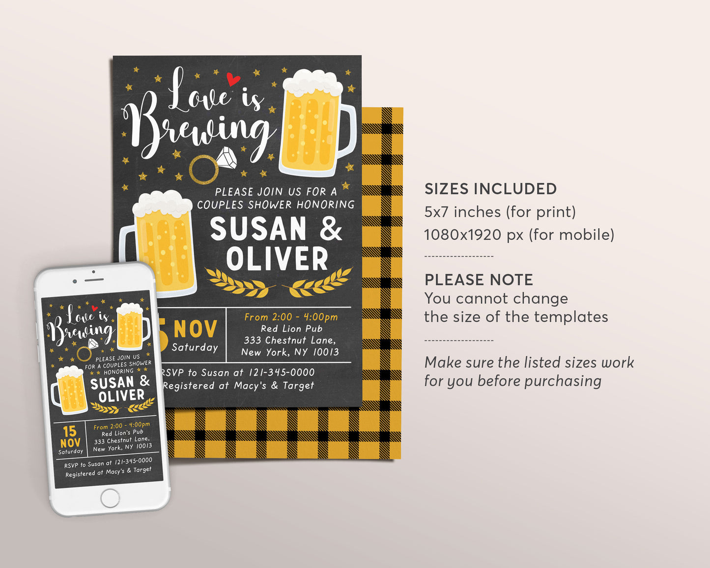 Love is Brewing Couples Shower Invitation Editable Template, Beer Keg St Patricks Day Pub Party Themed Invite, Bridal Shower Wedding