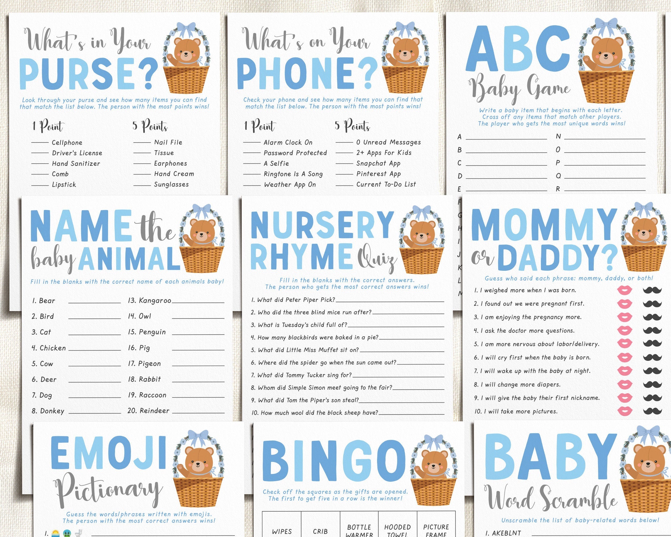 Teddy bear best sale baby shower games