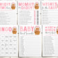 Teddy Bear GIRL Cute Baby Shower Games Bundle Editable Template, 12, Games, Bear Themed Bingo Emoji The Price Is Right Wishes For The Baby