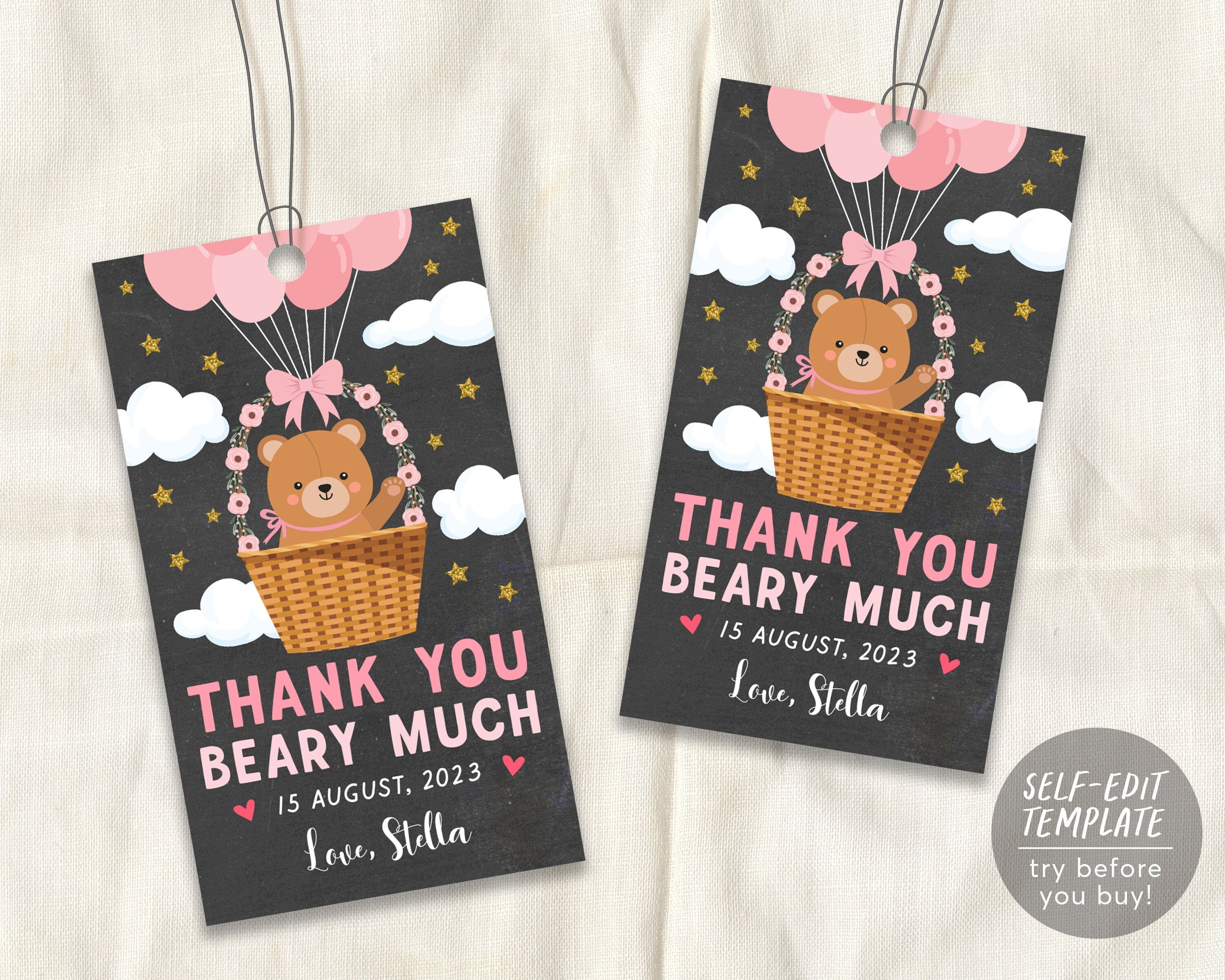 Elephant themed baby shower favor tag template | instant download –  LittleSizzle