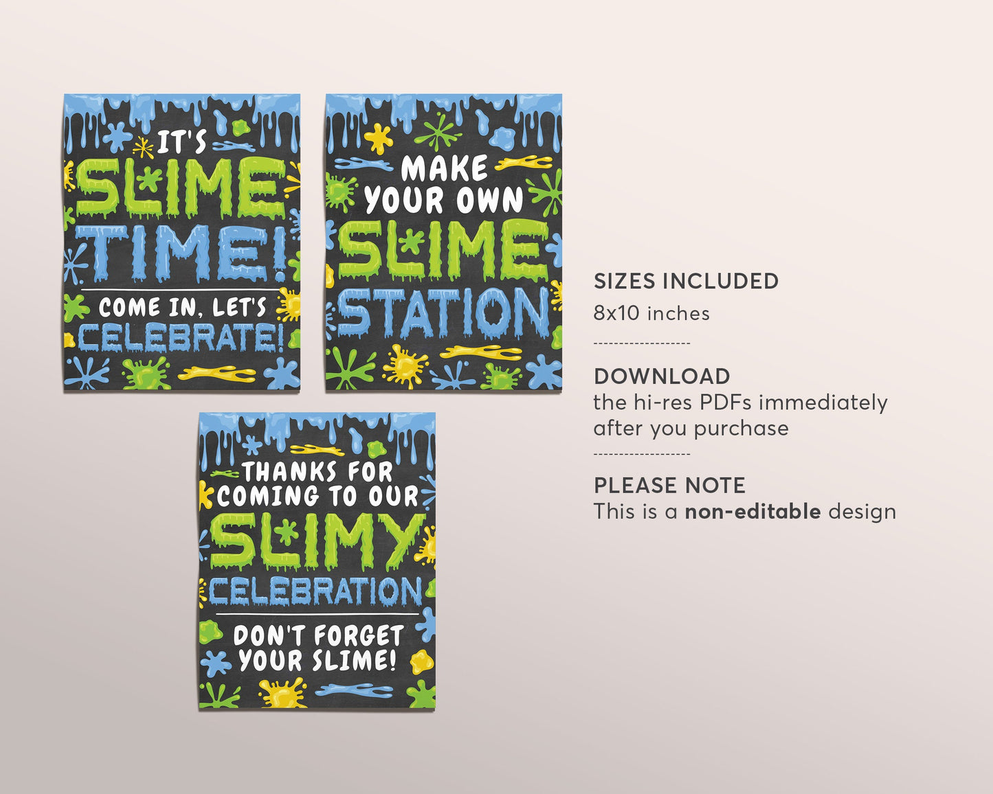 Slime Signs Printable, BOY Birthday Party Slime Decorations, It's Slime Time, Slime Station Poster, Slimy Celebration, Slime Party Ideas