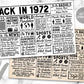 Back In 1972 Printable Placemat Instant Download, Born in 1972 Decor For Birthdays Anniversary High School Reunion, Newspaper Table Setting