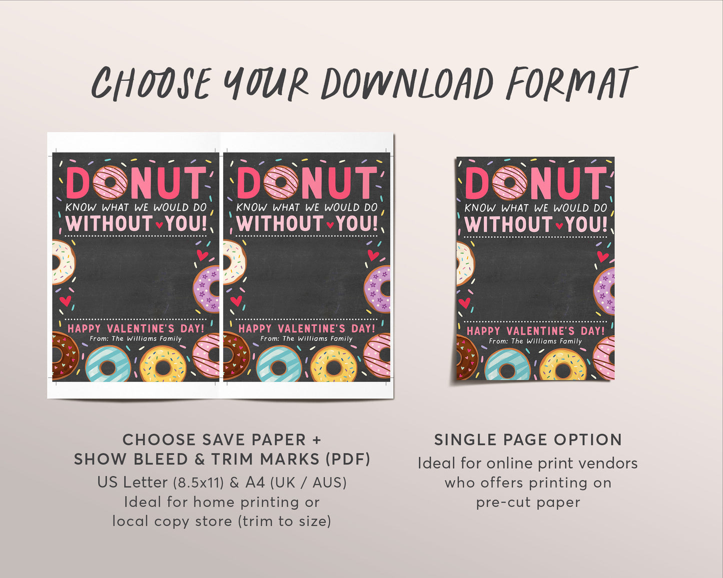 Valentine Coffee Donut Shop Gift Card Holder Editable Template, Donut What We Would Do Without You, Valentine's Day Teacher Babysitter