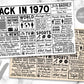 Back In 1970 Printable Placemat Instant Download, Born in 1970 Decor For Birthdays Anniversary High School Reunion, Newspaper Table Setting