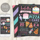 Pizza and Cake Birthday Party Invitation Editable Template, Chef Baking Cupcake, Chalkboard Kids Party Invite, Girl Teen Tween Printable
