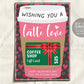 Valentine Coffee Gift Card Holder Editable Template, Latte Love Valentine's Day Thank You Gift For Teacher PTO PTA Babysitter Appreciation