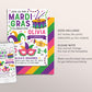 Mardi Gras Birthday Invitation Editable Template, Mardi Gras Masquerade Party Invite Printable, Fat Tuesday Evite, Instant Download
