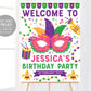 Mardi Gras Welcome Sign Editable Template, Fat Tuesday Birthday Party Poster, Carnival Themed Masquerade Ball First Birthday Decoration
