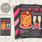 Galentine's Brunch Invitation Editable Template, Valentines Day Celebration Brunch Breakfast Invite Pancakes Champagne Heart Evite Printable
