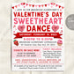 Valentine's Day Sweetheart Dance Flyer Editable Template, Valentines School Dance Ticket Invitation, Daddy Daughter Dance Invite Printable
