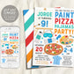 Paint Pizza and Pajamas Party Birthday Invitation Editable Template, Art Painting Party Evite, Boy Slumber Sleepover Party Dress for a Mess