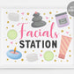Spa Party Birthday Signs Decor BUNDLE For Birthday Party, Facial Station Poster Printable, Pamper Party Decor Decorations Makeup Makeover