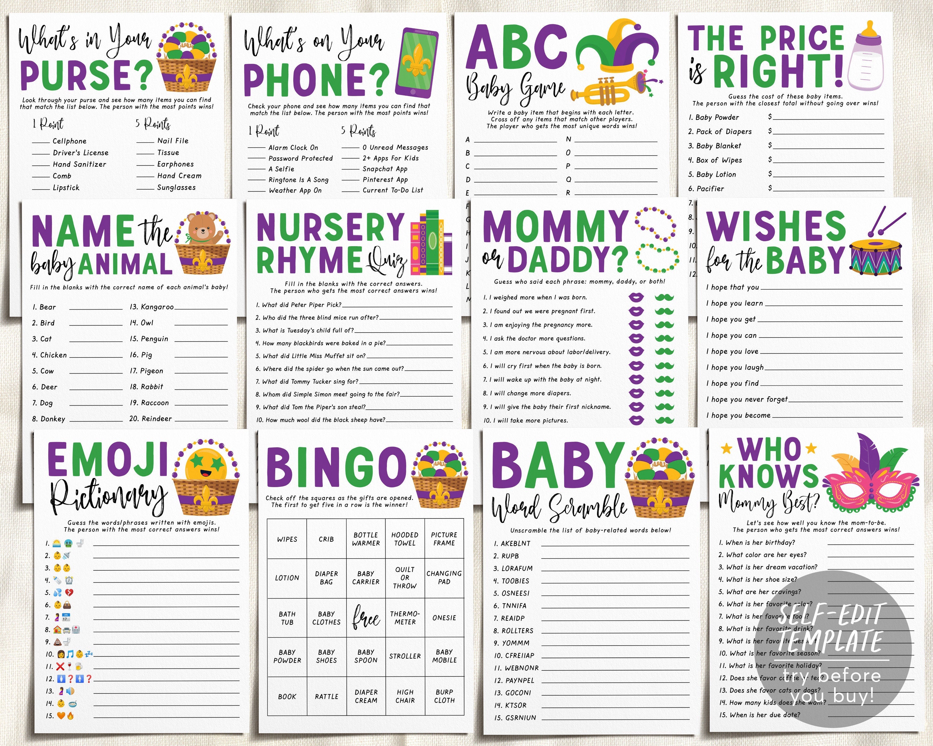 What's In Your Purse Bridal Shower Game Printable – Droo & Aya