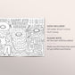 Donuts and Pajamas Birthday Party Coloring Placemat For Kids Editable Template, PJ Party Sleepover Coloring Page Activity Sheet Table Mat