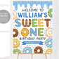 Donut Welcome Sign Boy Sweet One Party Editable Template, Donut First Birthday Party Poster Decor Printable File, Doughnut Themed Sprinkles