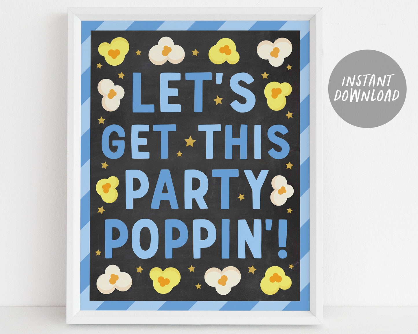 Pizza Popcorn and Pajamas Party Signs BUNDLE For Birthday, Popcorn Bar Sign Toppings Chalkboard Pizzeria Slumber Sleepover Party Favors Sign