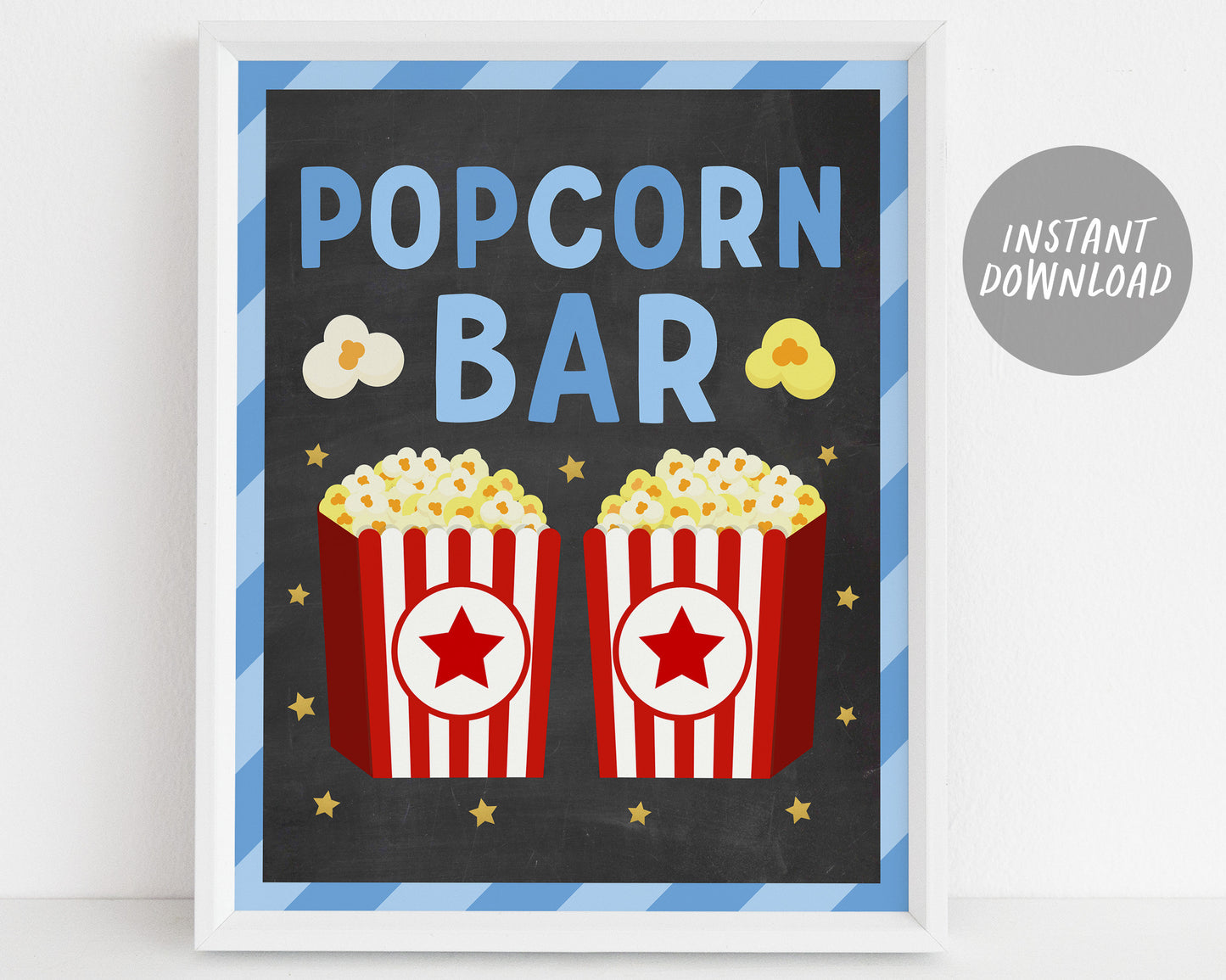 Pizza Popcorn and Pajamas Party Signs BUNDLE For Birthday, Popcorn Bar Sign Toppings Chalkboard Pizzeria Slumber Sleepover Party Favors Sign