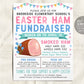 Easter Ham Fundraiser Flyer Editable Template, Spring Easter Sale Event Poster, School PTO PTA Church Nonprofit Charity Community
