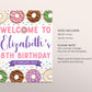 Donut Welcome Sign Girl Donut Party Editable Template, Birthday Party Poster, Doughnut Themed Sprinkles First Birthday Sweet One Decoration