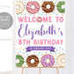 Donut Welcome Sign Girl Donut Party Editable Template, Birthday Party Poster, Doughnut Themed Sprinkles First Birthday Sweet One Decoration