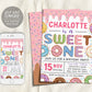 Donut Sweet One Birthday Party Invitation Editable Template, Baby Girl 1st Birthday Invite Printable , Cute First Birthday Rainbow Sprinkle