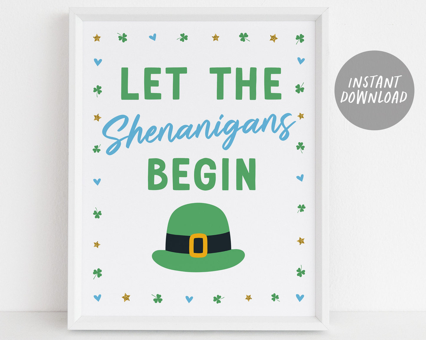 St. Patrick's Day Favors Table Sign Printable, Shamrock Birthday Party Baby Shower Decor, Cards and Gifts, Irish Shenanigans, Saint Patty's