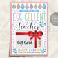 You're an Egg-cellent Teacher Gift Card Holder Editable Template, Easter Pastel Spring Coffee Gift Card Holder Appreciation Nurse Staff PTO