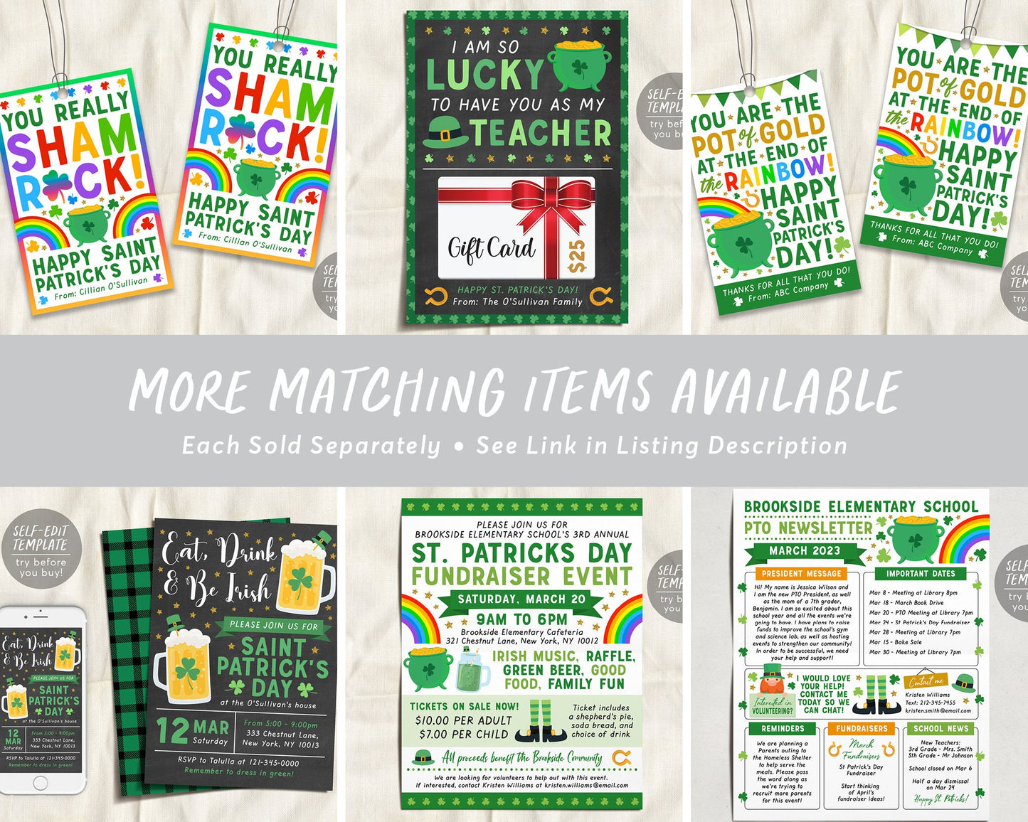 St Patrick's Day Gift Tags Editable Template, Lucky to Have Staff Like You Shamrock Rainbow Appreciation Thank You Favor Label For Teacher