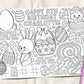 Easter Spring Birthday Party Coloring Placemat For Kids Editable Template Bunny Chick Coloring Page Craft Activity Sheet Table Mat Printable