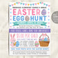 Easter Egg Hunt Fundraiser Flyer Editable Template, Kids Spring Easter Bunny Party Poster, School PTO PTA Church Nonprofit Charity Community