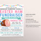 Easter Ham Fundraiser Flyer Editable Template, Spring Easter Sale Event Poster, School PTO PTA Church Nonprofit Charity Community