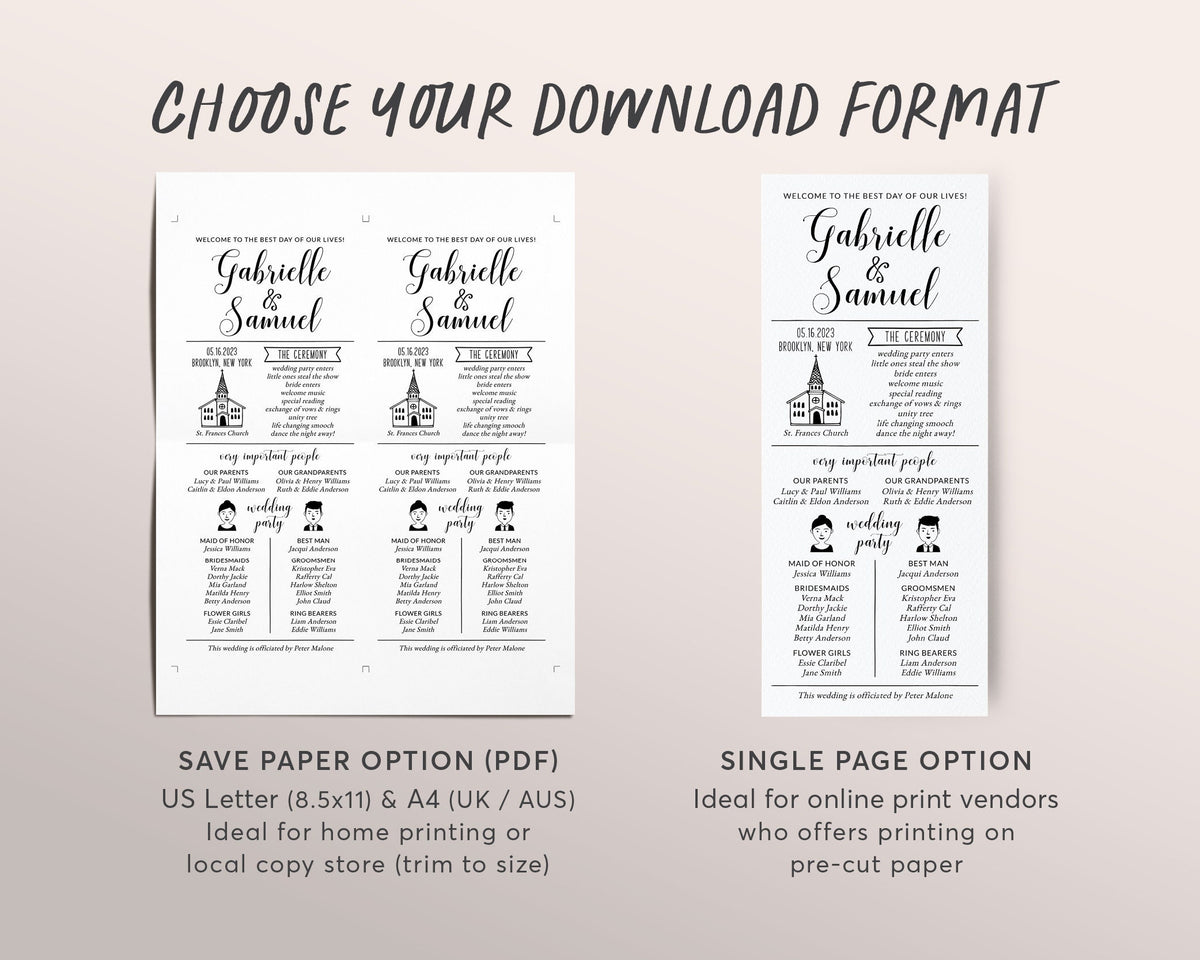 Infographic Wedding Program Editable Template, Non Traditional Black A ...