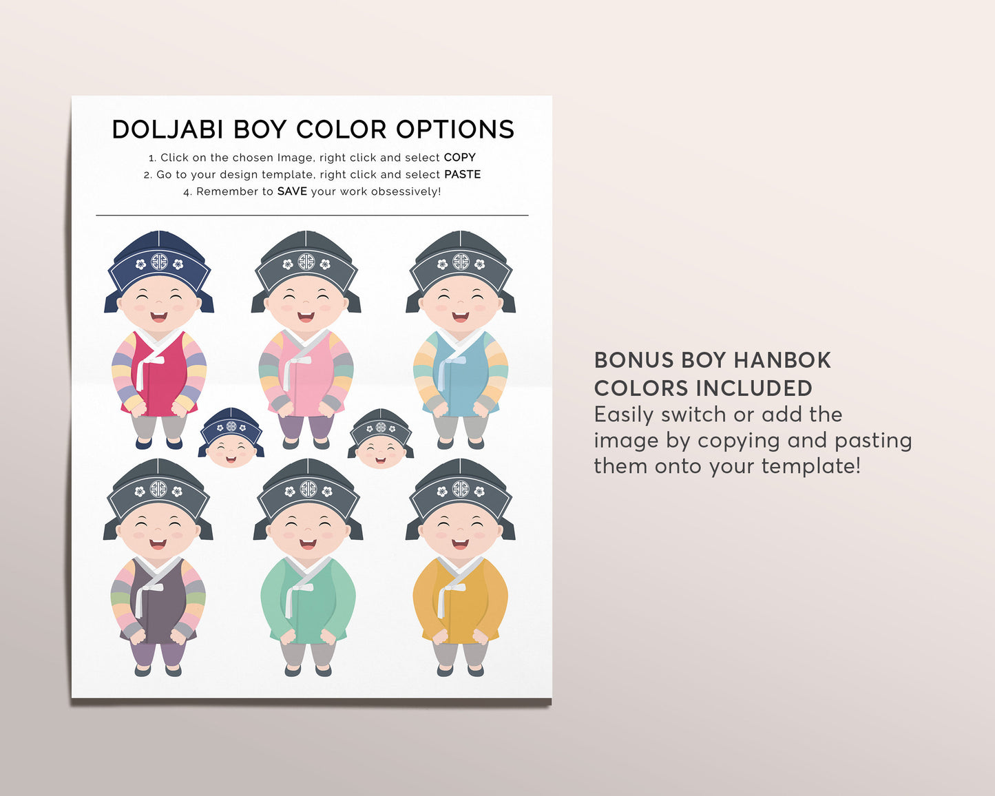 Korean BOY First Birthday Invitation Template, Editable Doljabi Korean Baby Boy Hanbok Birthday Evite, Personalized Dol Doljanchi Printable