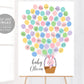 Bunny Baby Shower Guestbook Alternative Editable Template, Easter Basket Balloons Signature Guest Book Rabbit Pastel First Communion Sign In