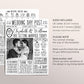 Newspaper Wedding Program 8.5x11 Editable Template, Wedding Infographic, Unique Wedding Program, Wedding Timeline Printable Signature Drinks