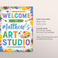 Art Party Birthday Poster Birthday Party Editable Template, Art Studio Painting Boy Unisex Welcome Door Sign, Craft Decoration Download