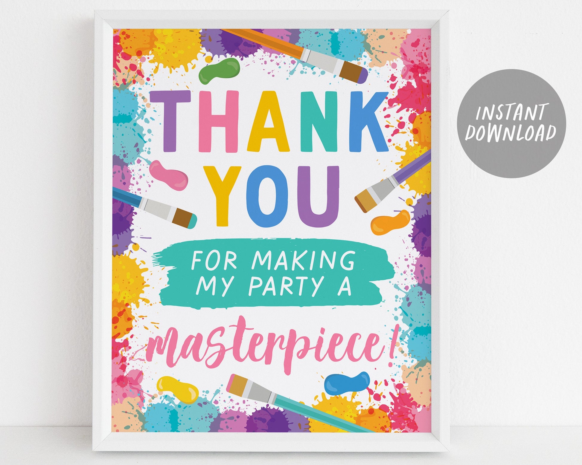 Art Party Thank You Card - Painting Party Thank You - Printable Studio