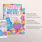 Art Birthday Party Invitation Editable Template, Dress for a Mess Painting Invite Evite, Girl Paint Craft Rainbow Party Apron Printable