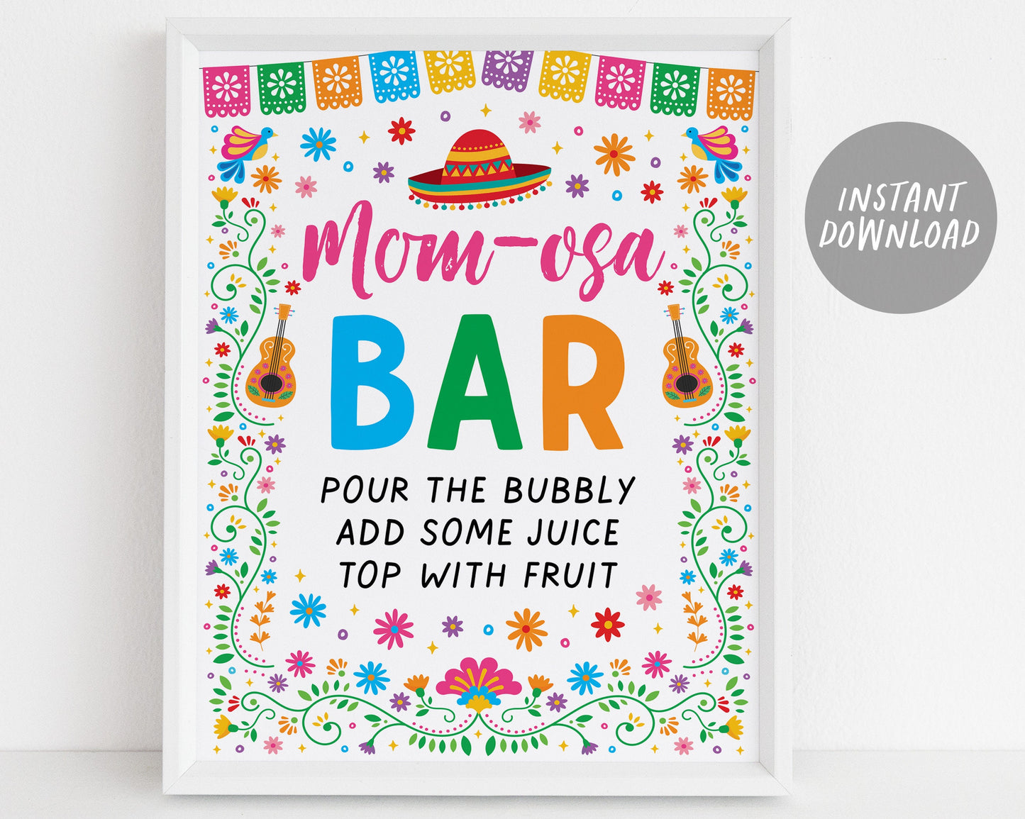 Fiesta Party Signs BUNDLE For Baby Shower, Mexican Theme Diaper Raffle Games, Guess How Many Hot Tamales, Momosa Mimosa Taco Food Table Sign