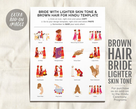 Brown Hair Hindu Bride With Lighter Skin Tone, Add-On Listing For The Hindu Ceremony Program