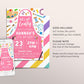 Craft Birthday Party Invitation Editable Template, Summer Craft Art Party, Crafting Theme Birthday, Dress for a Mess Painting Invite Evite