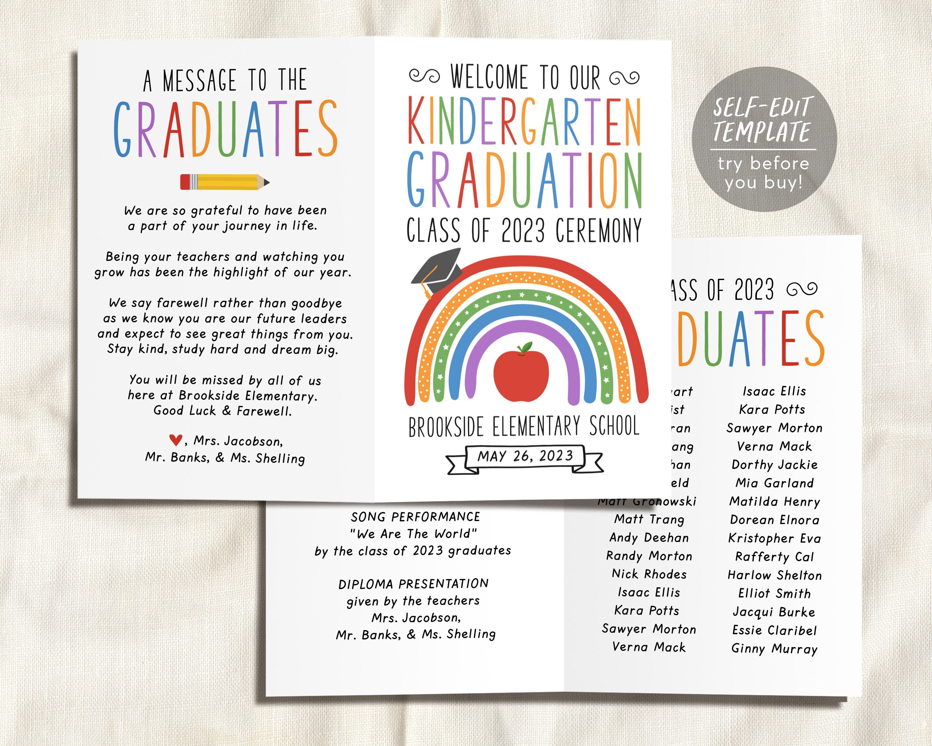 graduation program cover for elementary