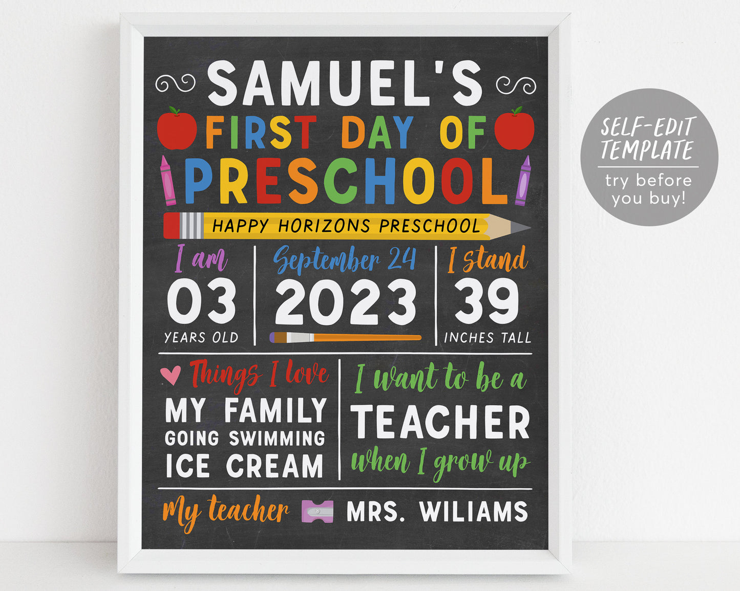 First Day Of School Sign Editable Template, First Day Of Preschool, Chalkboard 1st Day Of Kindergarten, Last Day Of School, Back to School