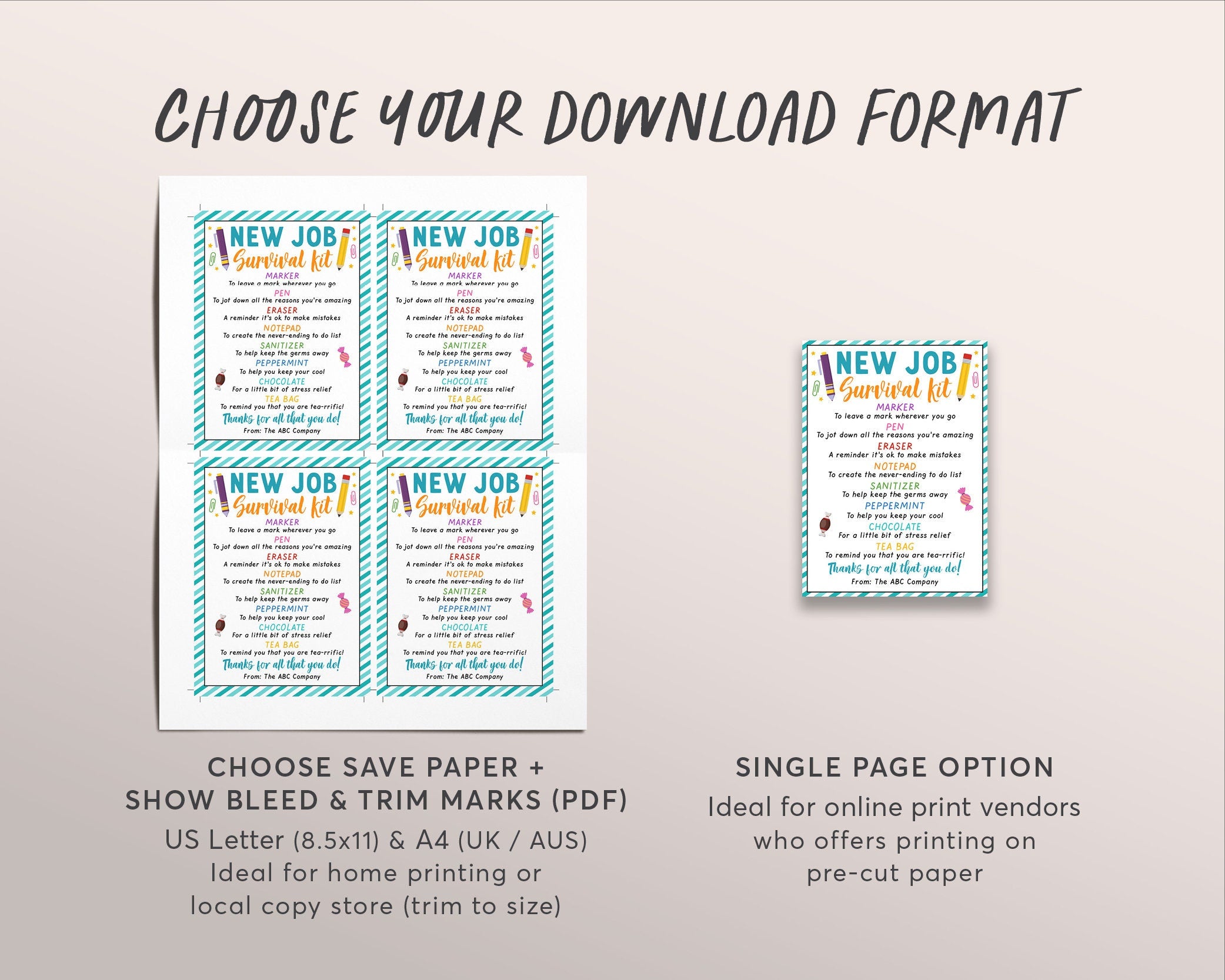 New Job Survival Kit Tag Editable Template, Career Congratulations Gif ...