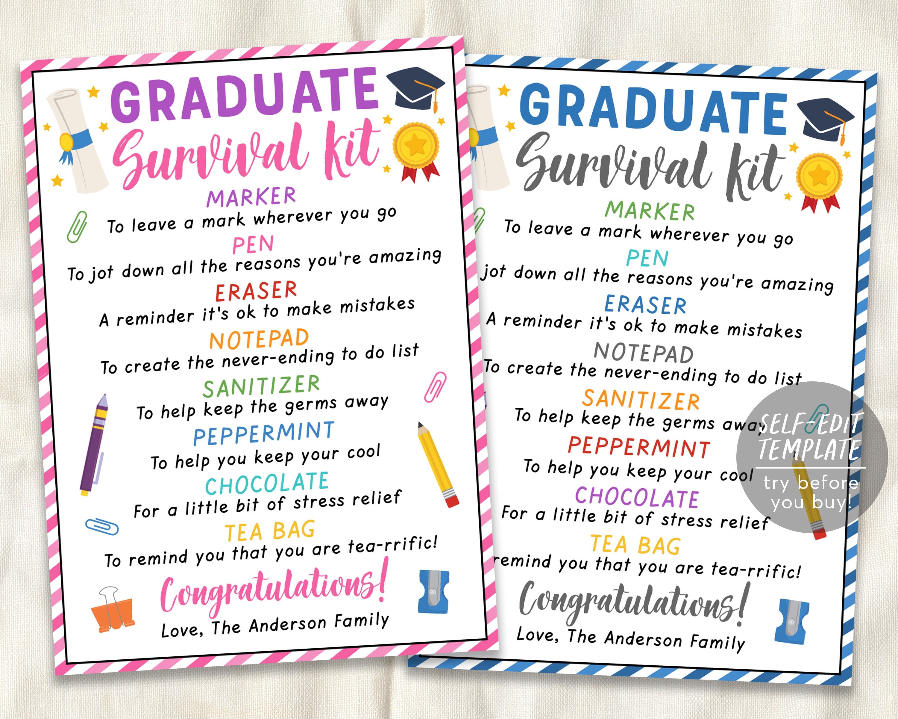 College survival best sale kit graduation gift