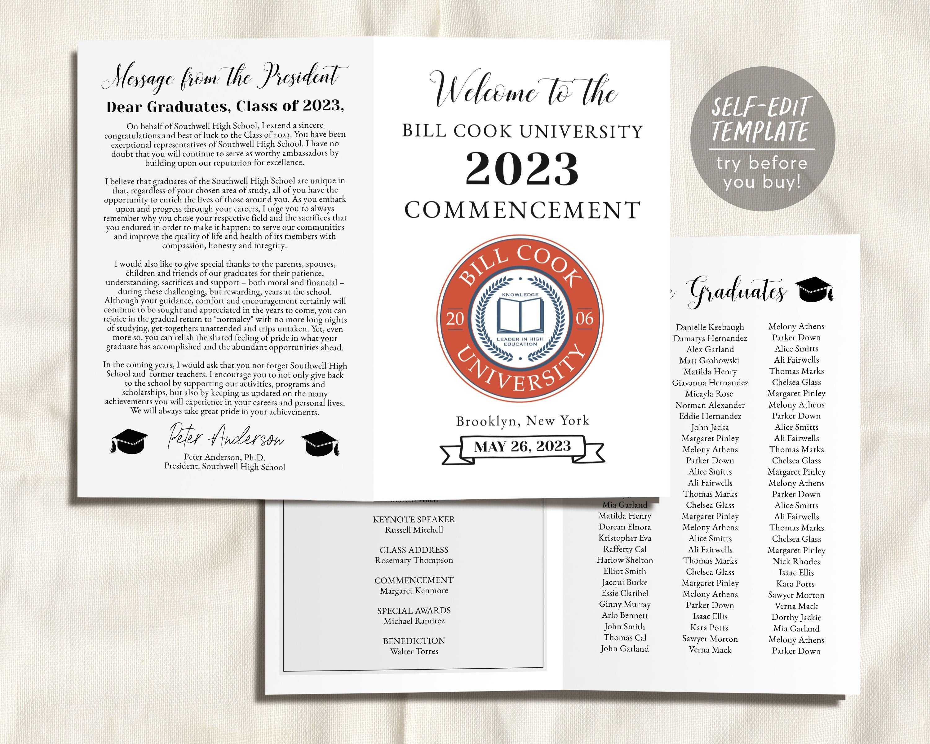 Graduation Commencement Program Template