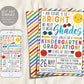 Kindergarten Graduation Invitation Editable Template, Preschool Class Graduation Ceremony, Our Future is Bright, Announcement Invite