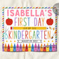 Back to School Sign Editable Template, First Day Of Elementary School Kindergarten Preschool Pre K Poster Photo Prop Printable Personalized